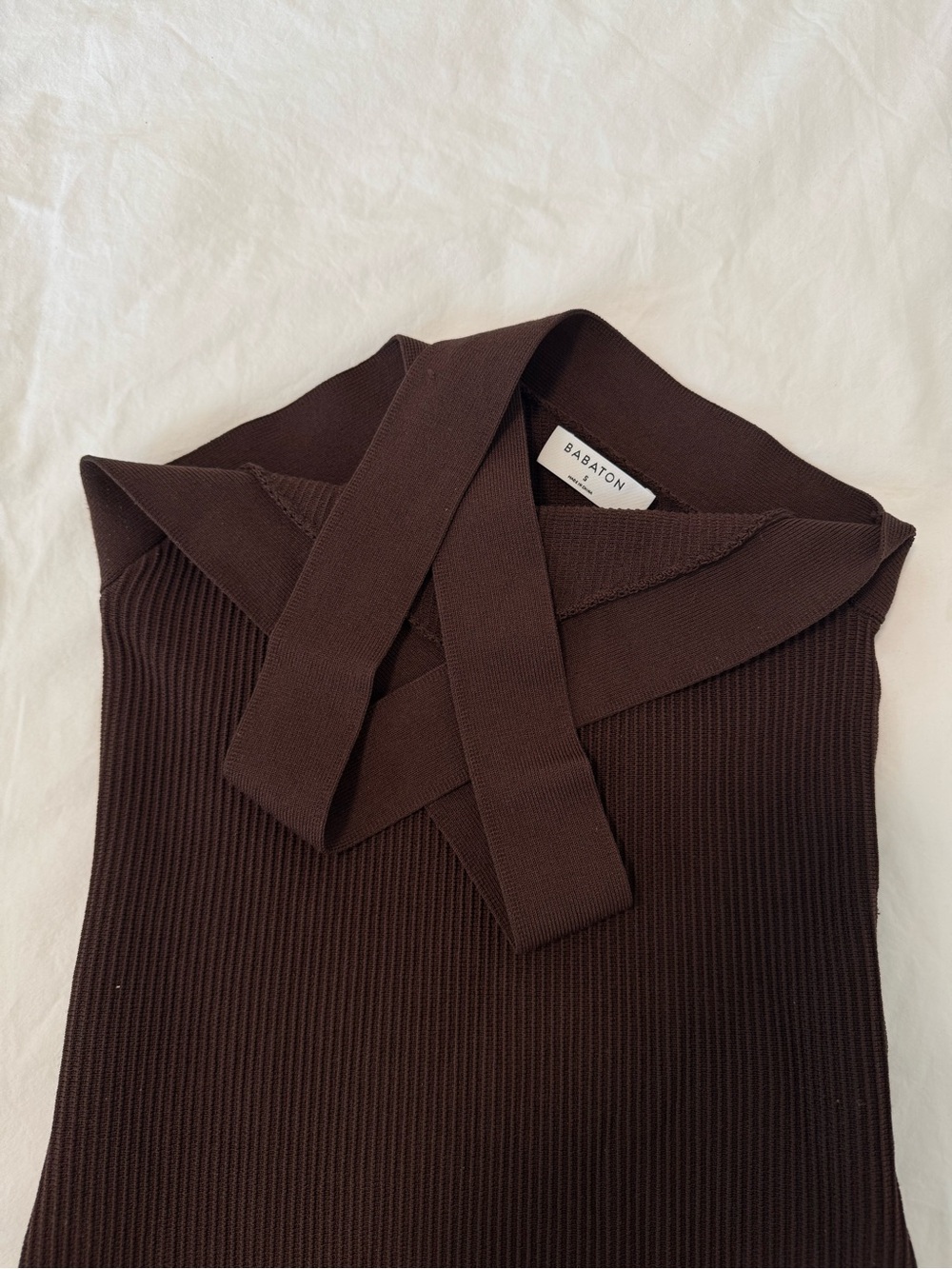 Aritzia Ribbed Contour Bodycon Dress in Chocolate Brown - Picture 2 of 2